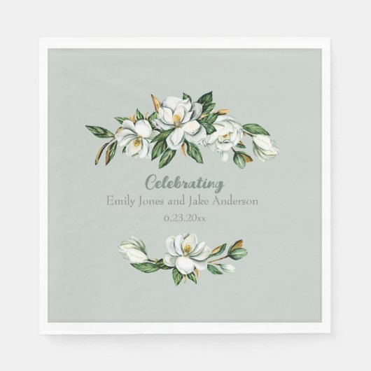 Soft Waterverf Magnolia Greenery Wedding Napkins Servet (Voorkant)
