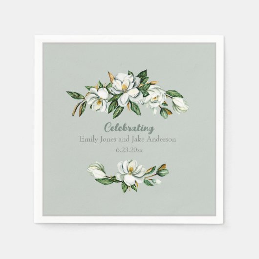 Soft Waterverf Magnolia Greenery Wedding Servet (Voorkant)