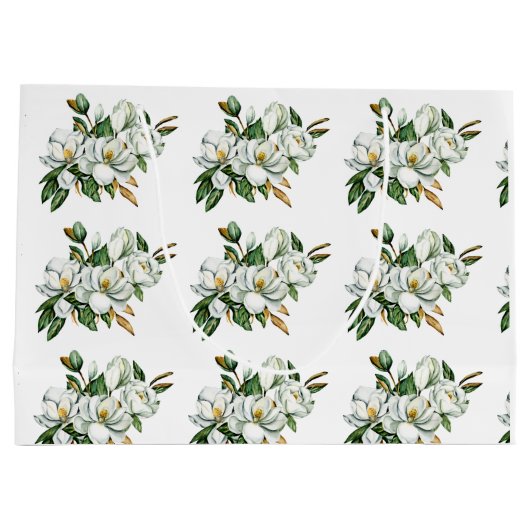 Soft Waterverf Magnolia Pattern Blue Groot Cadeauzakje (Achterkant)