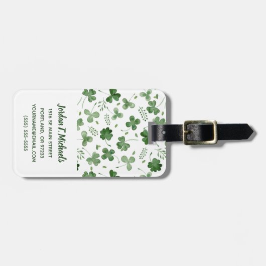 Soft Waterverf Shamrock Pattern Bagagelabel (Voorkant horizontaal)