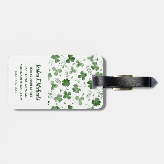 Soft Waterverf Shamrock Pattern Bagagelabel (Achterkant horizontaal)