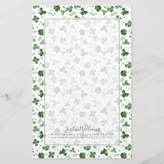 Soft Waterverf Shamrock Pattern Briefpapier (Voorkant)