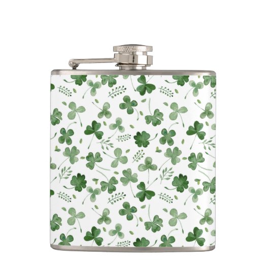 Soft Waterverf Shamrock Pattern Heupfles (Voorkant)