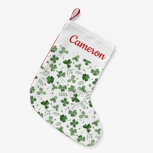 Soft Waterverf Shamrock Pattern Kleine Kerstsok (Voorkant (Hangend))