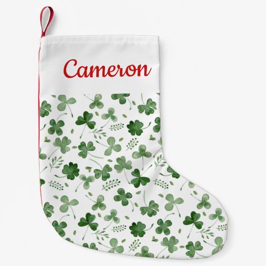 Soft Waterverf Shamrock Pattern Kleine Kerstsok (Voorkant)