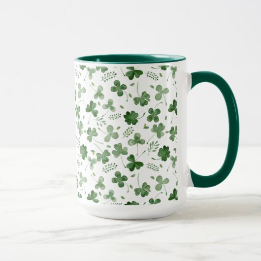 Soft Waterverf Shamrock Pattern Mok (Rechts)