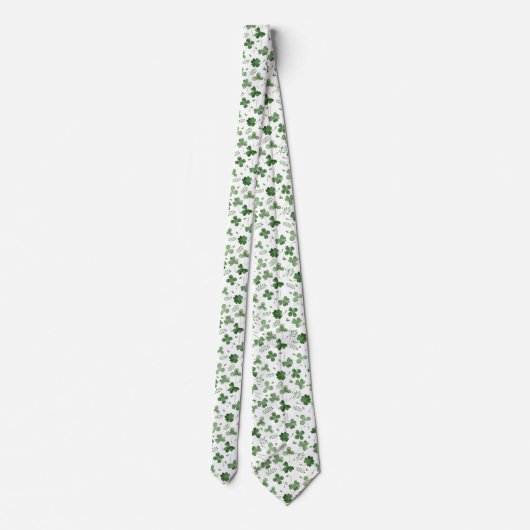 Soft Waterverf Shamrock Pattern Stropdas (Achterkant)