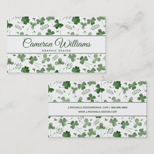 Soft Waterverf Shamrock Pattern Visitekaartje (Voorkant / Achterkant)