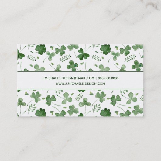 Soft Waterverf Shamrock Pattern Visitekaartje (Achterkant)