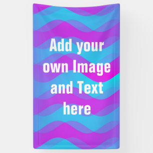 Soft Waves gradiënten roze cyaan + uw ideeën Spandoek