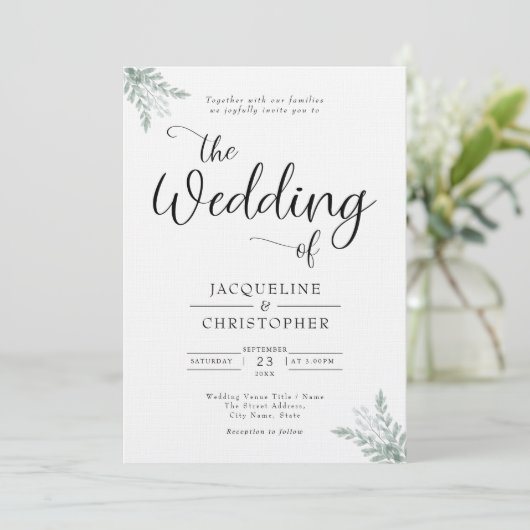 Soft White Eucalyptus Weddenschap Kaart (Staand voorkant)