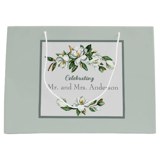 Soft White Magnolia Greenery Wedding Classic Groot Cadeauzakje (Voorkant)