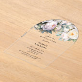 Soft White Peony with Eucalyptus Bachelorette Acryl Uitnodigingen (Laagn)