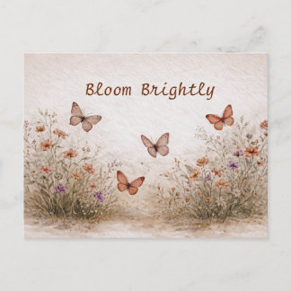 Soft Wildflower Meadow Butterflies Watercolor Briefkaart