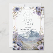 Soft Wildflower Mountain Wedding Save The Date (Voorkant)