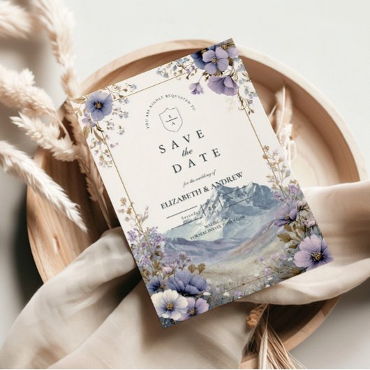Soft Wildflower Mountain Wedding Save The Date