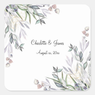 Soft Willows Lila, Scottish Heather, Wedding Vierkante Sticker