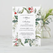Soft Winter Berry Faire-part de mariage de Noël (Debout devant)