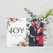 Soft Winter Berry JOY Carte de Noël (Debout devant)