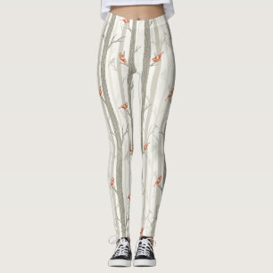 Soft Winter Woodland Treins met Cardinals Design Leggings