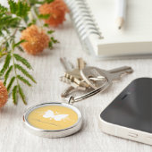 Soft Yellow Butterfly Swirls Premium Sleutelhanger (Zijkant)