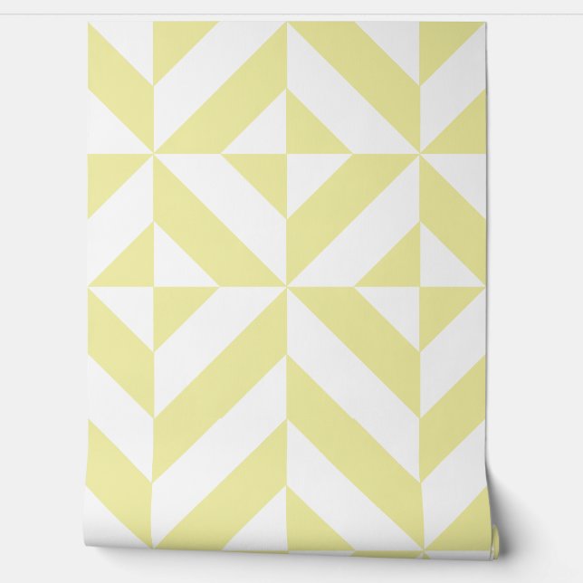 Soft Yellow Geometric Art Deco Behang (Afrollen)