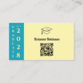 Soft Yellow Modern Graduation QR Code Name Card Contactkaartje (Achterkant)