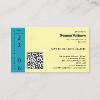 Soft Yellow Photo Modern Graduation Party Informatiekaartje