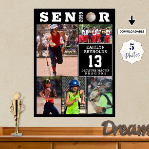 Softbal Afstudeerfeest 5 Foto Collage Poster