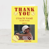 Softbal Bal Sport Foto Coach Bedankkaart (Voorkant)