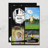 Softbal/ Baseball 3 Foto Zwart Afstuderen Kaart (Voorkant / Achterkant)
