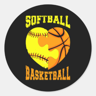 Softbal basketbal sporten hart activiteit hobby f ronde sticker