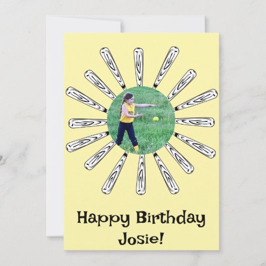 Softbal Bat Bloem Verjaardagskaart Feestdagenkaart (Voorkant)