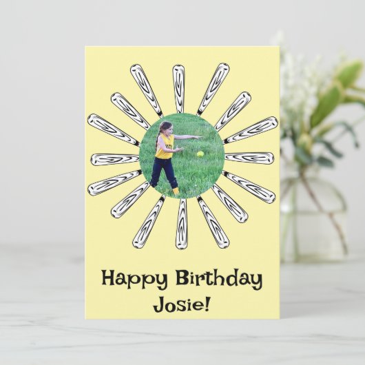 Softbal Bat Bloem Verjaardagskaart Feestdagenkaart (Staand voorkant)