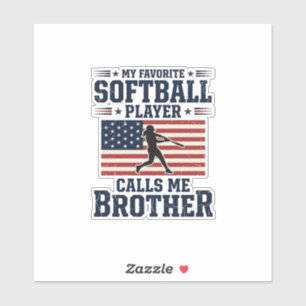 Softbal Broeder Patriottisch Vintage Gravure Shirt Sticker