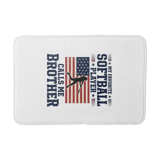 Softbal Broer Patriottisch Vintage Gravure Shirt Badmat (Voorkant)