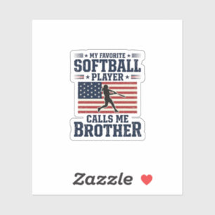 Softbal Broer Patriottisch Vintage Gravure Shirt Sticker