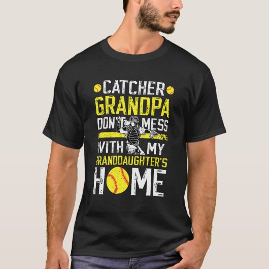 Softbal Catcher Opa Grappige Softbal Catcher Opa T-shirt (Voorkant)