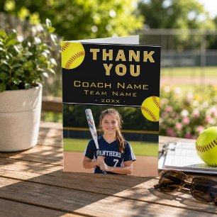 Softbal Coach Speler Naam Foto Bedankkaart