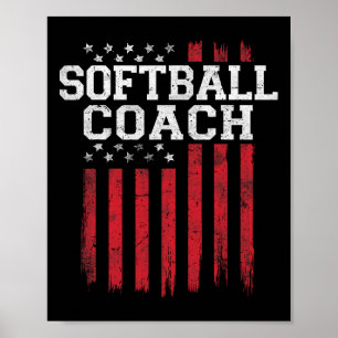 Softbal Coach Trotse Amerikaanse Vlag USA Patriot Poster