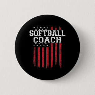 Softbal Coach Trotse Amerikaanse Vlag USA Patriot  Ronde Button 5,7 Cm