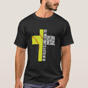 Softbal en Jezus Sport Religieus T-shirt