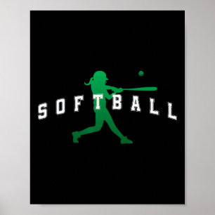 Softbal Groene Team Speler Varsity Tekst Poster