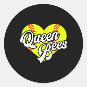 Softbal Hart Koninginbijen Team T-ball League Meis Ronde Sticker