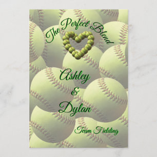 Softbal Heart Blended Family Wedding Kaart