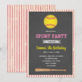 Softbal honkbal thema feest uitnodiging (Voorkant / Achterkant)
