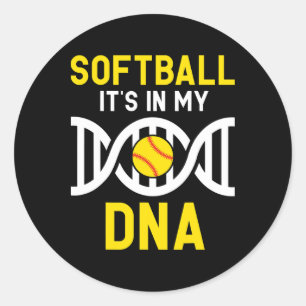 Softbal Is Mijn Dna Grappige Softbal Speler Vangba Ronde Sticker