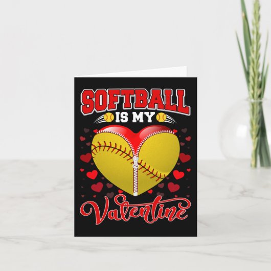 Softbal Is Mijn Valentijn Softbal Bal Hart Valen Kaart (Voorkant)