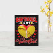 Softbal Is Mijn Valentijn Softbal Bal Hart Valen Kaart (Gele Bloem)