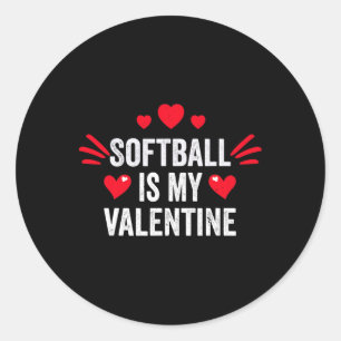 Softbal Is Mijn Valentijnscadeau Voor Haar Grappig Ronde Sticker